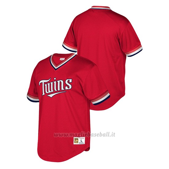 Maglia Baseball Uomo Minnesota Twins Cooperstown Collection Mesh Wordmark V-neck Rosso